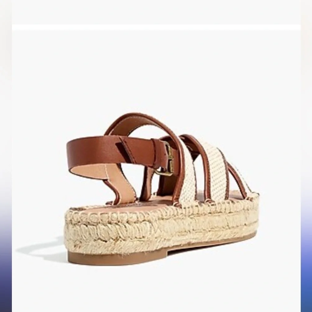 NWOB Madewell Womens The Julie Espadrille Sandal Canvas/Leather in Rich Brown 8